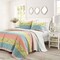 Blue Yellow Pink Cotton Quilt Set 3-Piece Lightweight Bedding